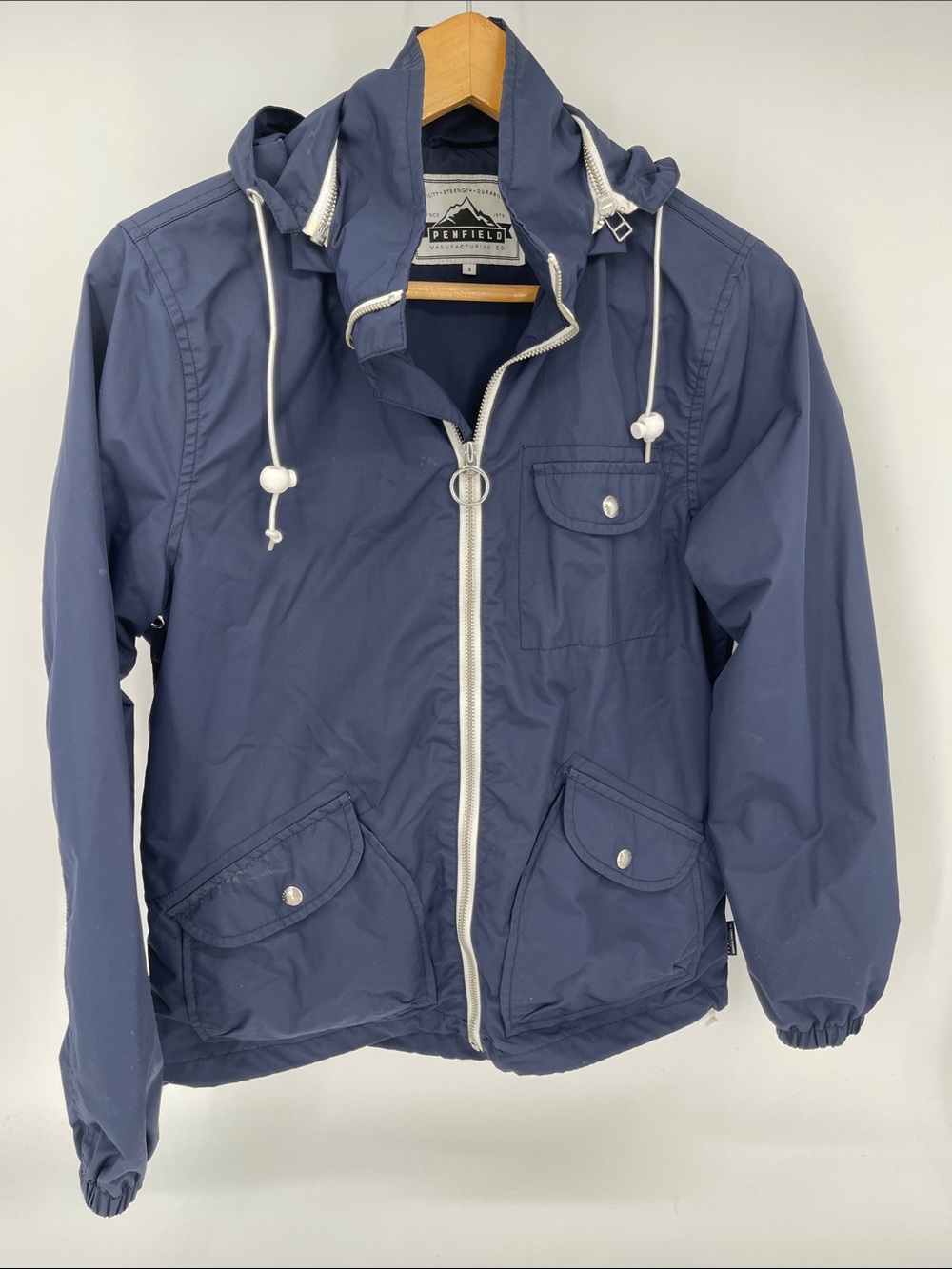 Penfield Rochester Hooded Navy Blue Rain Jacket Women Small